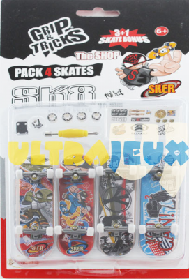 4 Pack Grip & Tricks 4 Finger Skate + Accessoires Set 2