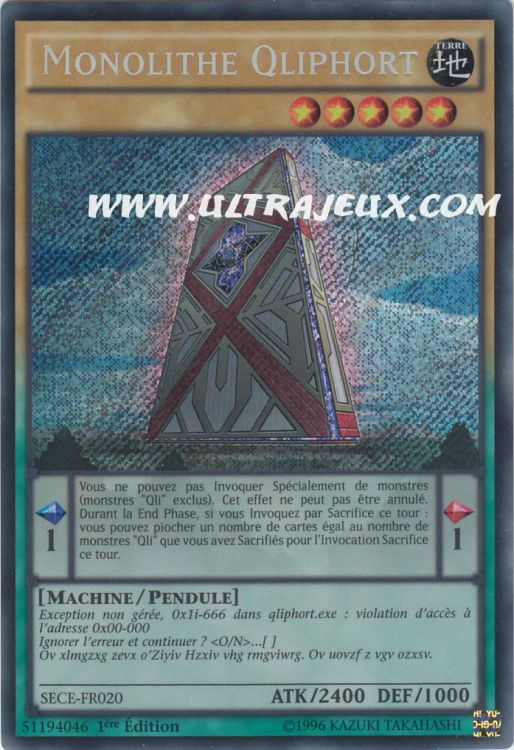 Yu-Gi-Oh! Carta Qliphort Monolith (SECE-EN020) - Secrets Of Eternity - 1st Edition - Rara Segreta