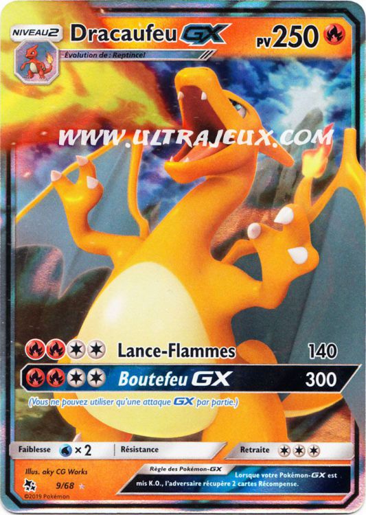 Pokemon Carte à l'unité Grand format Full Art DRACAUFEU GX édition française