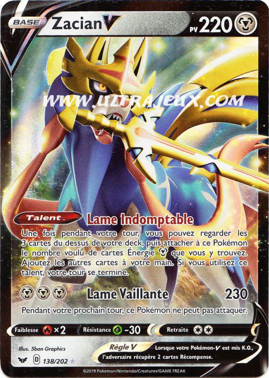 Ultrajeux Zacian V 138 2 Carte Pokemon Cartes A L Unite Francais