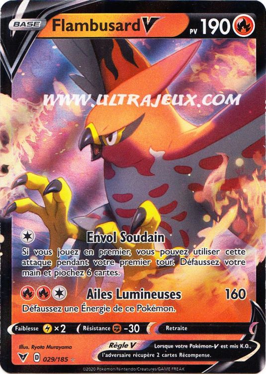 Pokemon 29/185 Flambusard V Ultra Rare EB04 Epee Bouclier 4 VF Français 