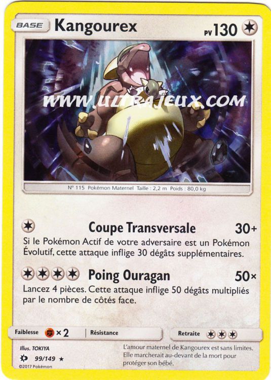 Pokemon Card Kangourex 99/149 – Reverse Holo Sun & Moon Base Set (SL1) – Near Mint
