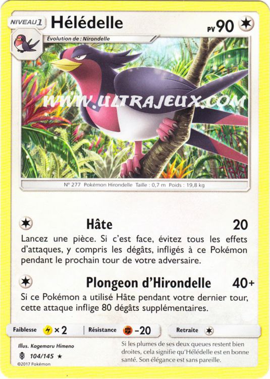 Hélédelle X1 Reverse Pokemon SL2-104/145 VF Français 