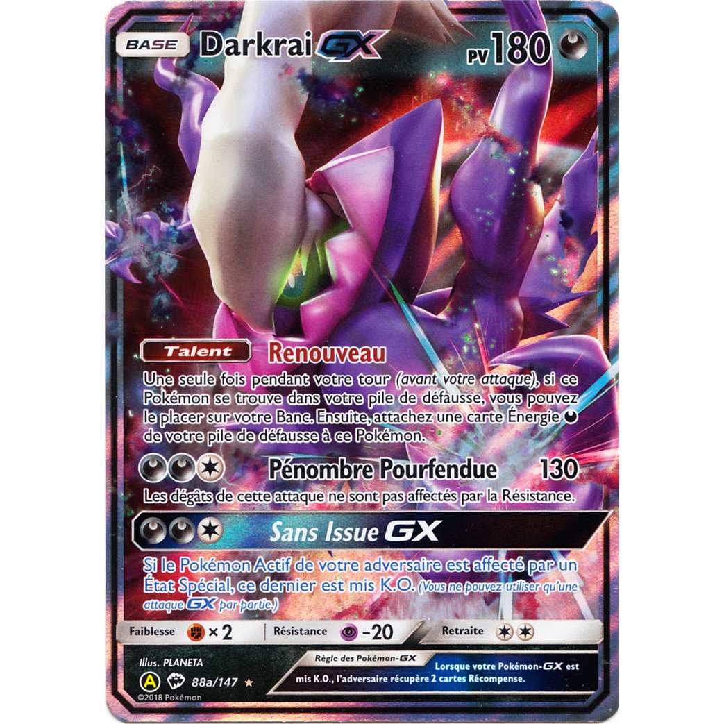 Produit Légendes Brillantes - Carte Promo Darkrai GX Chromatique 88a/147  Pokémon - UltraJeux