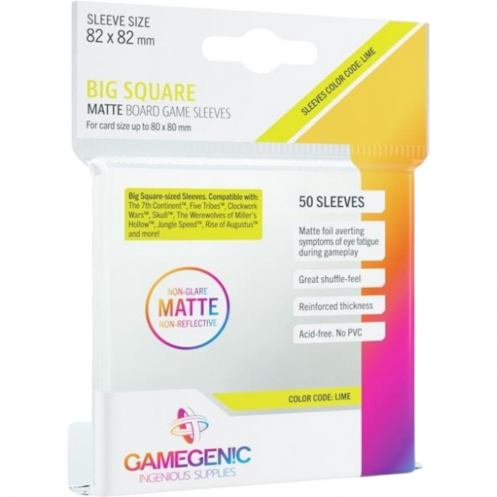 Protèges cartes Spéciaux Matte Board Game Sleeves - Big Square (82x82) par  50 Anti-Reflets - UltraJeux