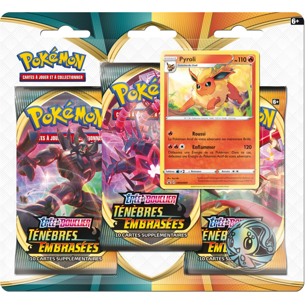 Coffret Tripack 3 Boosters - EB03 - Épée et Bouclier 3 Ténèbres Embrasées -  Pyroli Pokémon - UltraJeux