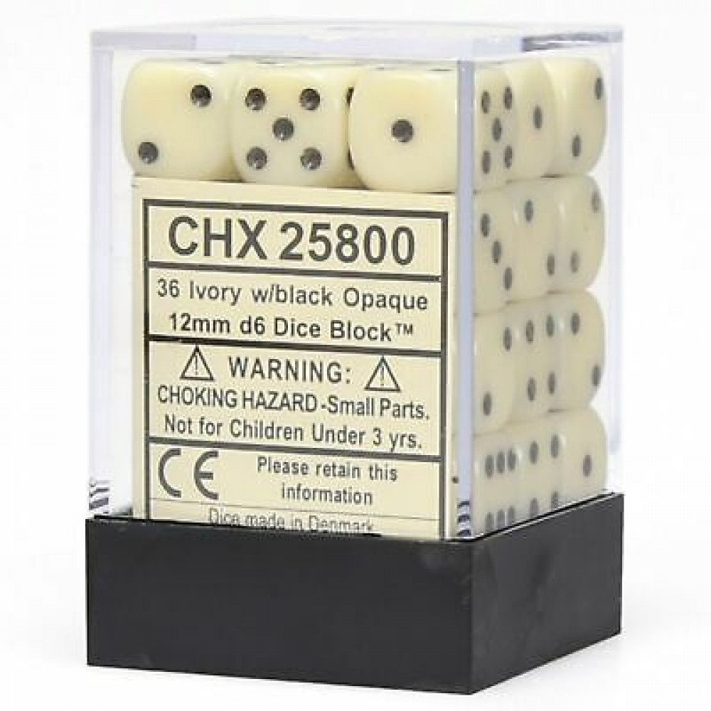 Lot De 36 Dés à Jouer 6 Faces – 12 Mm, Noir, En Acrylique, Parfait Pour Jeux De Rôle Et Plateaux