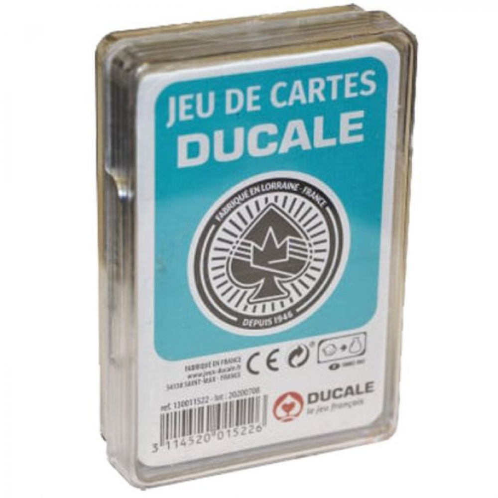 Jeu 54 cartes, dos bleu - DUCALE Boîte plastique - Jeux de Société