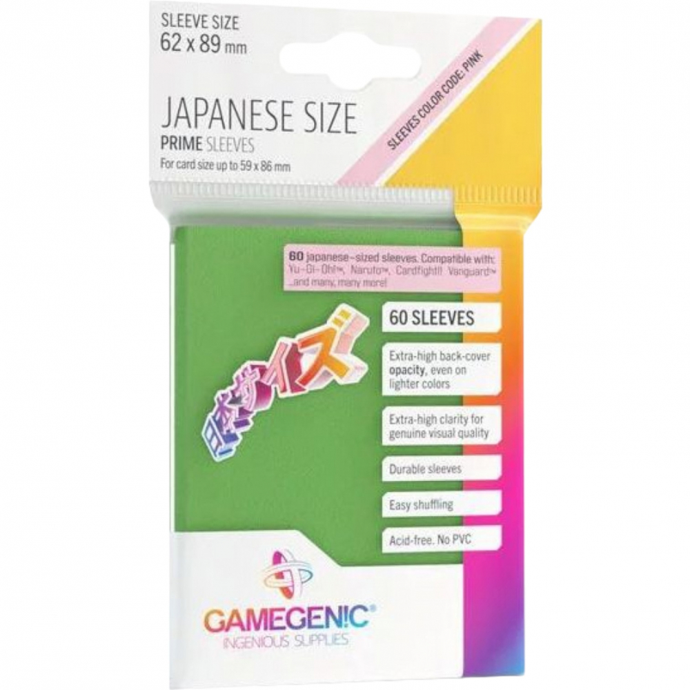 Protèges Cartes Format JAP Protège-cartes Gamegenic - 60 Japanese Prime  Sleeves - green - UltraJeux