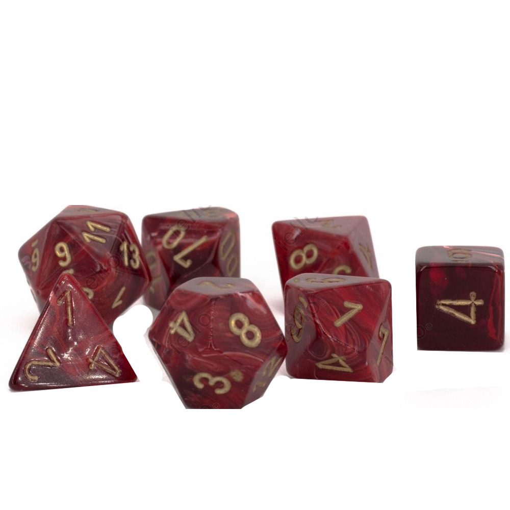 Dés Chessex Set de 7 dés Assortiments Jeux de Rôles Vortex Bordeaux/Or Jeu de Rôle
