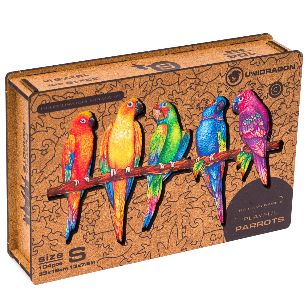 Réfléxion Figured Wooden Puzzles - Parrots (S) Placement - UltraJeux