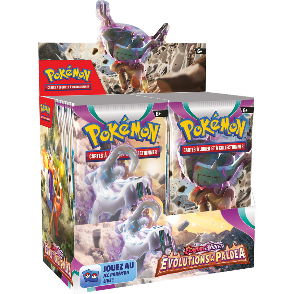 Boite de Boosters Français Display 36 Boosters EV02 - Ecarlate et Violet -  Evolutions à Paldea Pokémon - UltraJeux