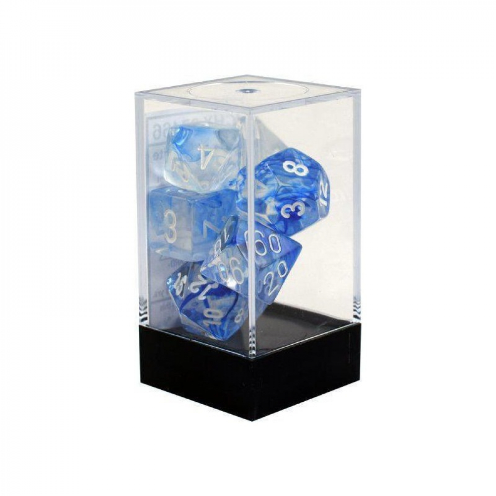 Dés Set de 7 dés Assortiments Jeux de Rôles Dark Blue /white Jeu de Rôle UltraJeux