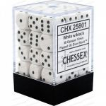 Dés  Chessex - Set de 36 Dés - À 6 Faces Couleur - Opaque - Blanc/Noir