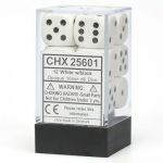 Dés  Chessex - Set de 12 Dés - À 6 Faces Couleur - Opaque - Blanc/Noir