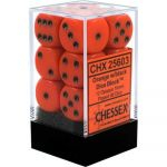 Dés  Chessex - Set de 12 Dés - À 6 Faces Couleur - Opaque - Orange/Noir