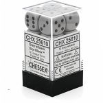 Ds  Chessex - Set de 12 Ds -  6 Faces Couleur - Opaque - Gris/Noir