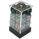 Ds  Chessex - Set de 12 Ds -  6 Faces Couleur - Opaque - Gris Fonc/Cuivre- CHX25620