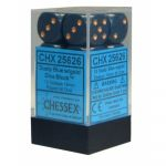 Dés  Chessex - Set de 12 Dés - À 6 Faces Couleur - Oraque - Bleu Gris/Cuivre