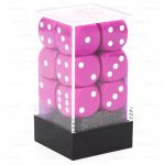 Ds  Chessex - Set de 12 Ds -  6 Faces Couleur - Opaque - Violet Clair/Blanc - CHX25627