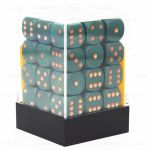 Ds  Chessex - Set de 36 Ds -  6 Faces Couleur - Opaque - Vert Gris/Or