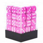 Ds  Chessex - Set de 36 Ds -  6 Faces Couleur - Opaque - Violet Clair/Blanc - CHX25827