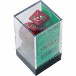 Dés Jeu de Rôle Chessex - Set de 7 dés - Assortiments Jeux de Rôles - Opaque - Strawberry Rouge/Vert