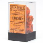 Dés Jeu de Rôle Chessex - Set de 7 dés - Assortiments Jeux de Rôles - Opaque - Orange/Noir