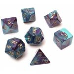 Ds Jeu de Rle Chessex - Set de 7 ds - Assortiments Jeux de Rles - Gemini - Vert-Violet/Or
