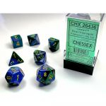 Ds Jeu de Rle Chessex - Set de 7 ds - Assortiments Jeux de Rles - Gemini - Bleu-Vert/Or