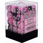 Dés  Chessex - Set de 36 Dés - À 6 Faces Couleur - GEMINI - Noir - Rose/Blanc