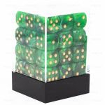 Ds  Chessex - Set de 36 Ds -  6 Faces Couleur - Vortex - Vert Or