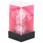 Ds Jeu de Rle Chessex - Set de 7 ds - Assortiments Jeux de Rles - Ghostly Glow - Rose / Argent