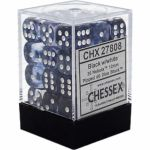 Dés  Chessex - Set de 36 Dés - À 6 Faces Couleur - Nebula - Noir / Blanc