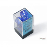 Boite de Chessex - Set de 7 dés - Assortiments Jeux de Rôles - Translucent - Blue/White - CHX23076
