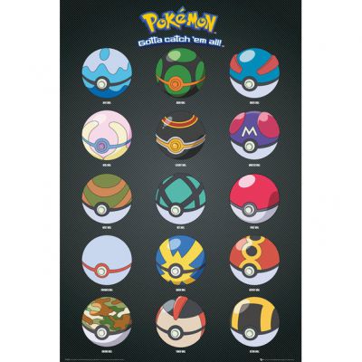 Poster Pokmon Poster N2 - Les 15 Pokeball Diffrentes !