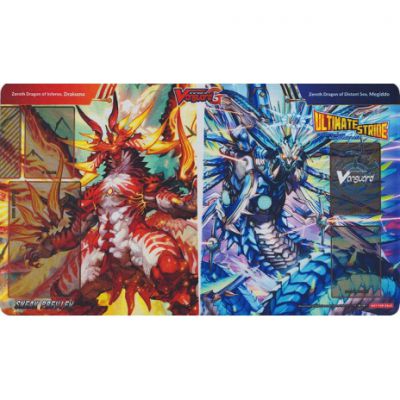 Tapis de Jeu et Wall Scroll CardFight Vanguard Ultimate Stride Sneak Preview - Zeroth Dragon of Inferno, Drachma et Zeroth Dragon of Distant Sea, Megiddo