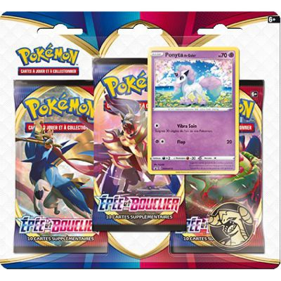 Tripack 3 Boosters Pokmon EB01 - pe et Bouclier 1 - Ponyta de Galar