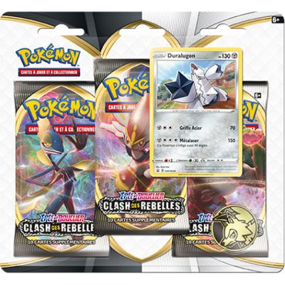 Tripack 3 Boosters Pokmon EB02 - pe et Bouclier 2 Clash des Rebelles - Duralugon