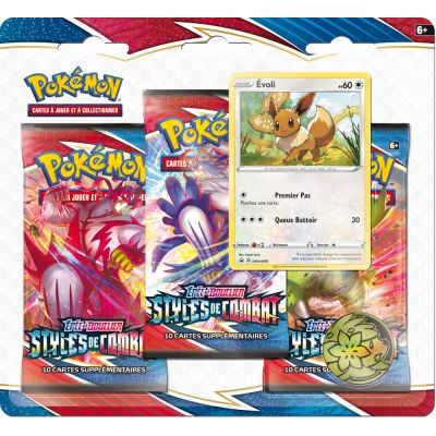 Tripack 3 Boosters Pokmon EB05 - pe et Bouclier 5 Styles de Combat - Evoli