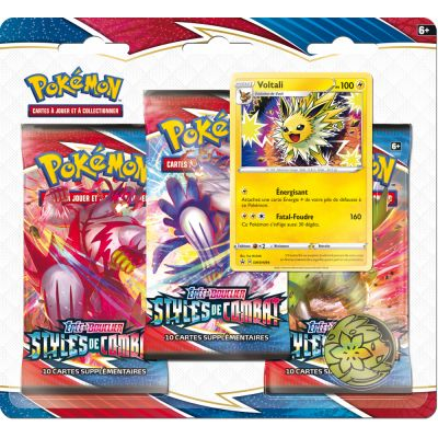 Tripack 3 Boosters Pokmon EB05 - pe et Bouclier 5 Styles de Combat - Voltali