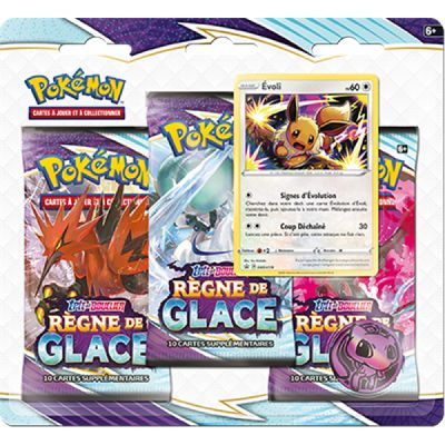 Tripack 3 Boosters Pokmon EB06 - pe et Bouclier 6 Rgne de Glace - Evoli