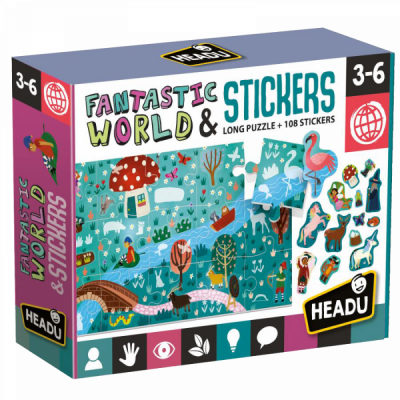 Ludo-Educatif Enfant Fantastic World & Stickers - Long Puzzle