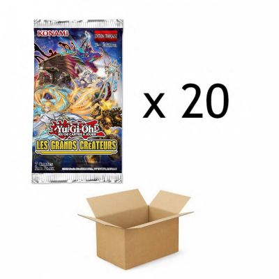 Cartons de 20 Boosters Yu-Gi-Oh! Boite de 20 Boosters Les Grands Crateurs - Sous Blister Officiel Konami
