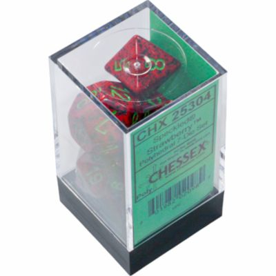 Ds Jeu de Rle Chessex - Set de 7 ds - Assortiments Jeux de Rles - Granite - Strawberry Rouge/Vert CHX25304