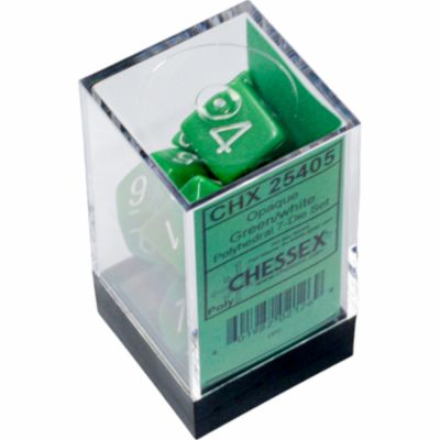 Ds Jeu de Rle Chessex - Set de 7 ds - Assortiments Jeux de Rles - Opaque - Vert/Blanc - CHX25405