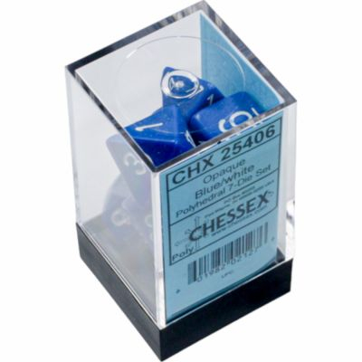 Ds et Gemmes Jeu de Rle Chessex - Set de 7 ds - Assortiments Jeux de Rles - Opaque - Bleu/Blanc - CHX25406