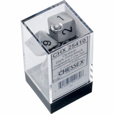 Ds Jeu de Rle Chessex - Set de 7 ds - Assortiments Jeux de Rles - Opaque - Gris/Noir - CHX25410
