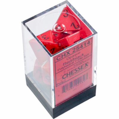 Ds Jeu de Rle Chessex - Set de 7 ds - Assortiments Jeux de Rles - Opaque - Rouge/Noir - CHX25414