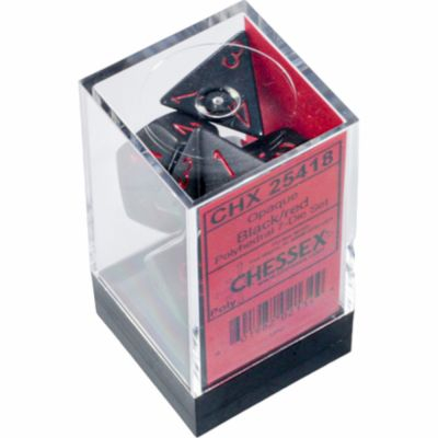 Ds Jeu de Rle Chessex - Set de 7 ds - Assortiments Jeux de Rles - Opaque - Noir/Rouge - CHX25418